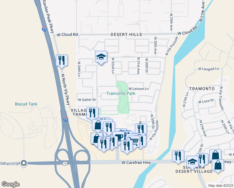 map of restaurants, bars, coffee shops, grocery stores, and more near 35402 North 32nd Drive in Phoenix