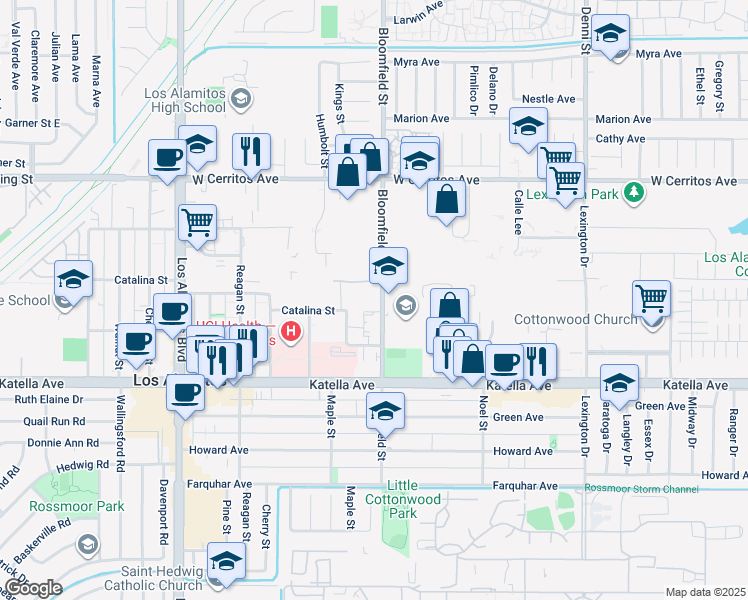 map of restaurants, bars, coffee shops, grocery stores, and more near in Cypress