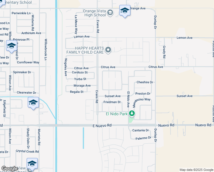 map of restaurants, bars, coffee shops, grocery stores, and more near 1848 Bluebeech Way in Perris