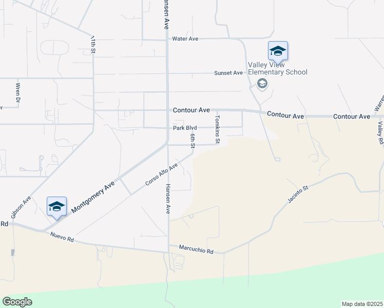 map of restaurants, bars, coffee shops, grocery stores, and more near Corso Alto Avenue in Riverside County