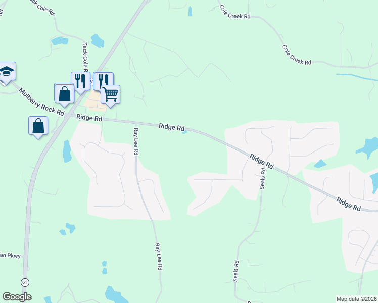 map of restaurants, bars, coffee shops, grocery stores, and more near 582 Ridge Road in Dallas