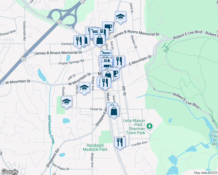 map of restaurants, bars, coffee shops, grocery stores, and more near 936 Second Street in Stone Mountain