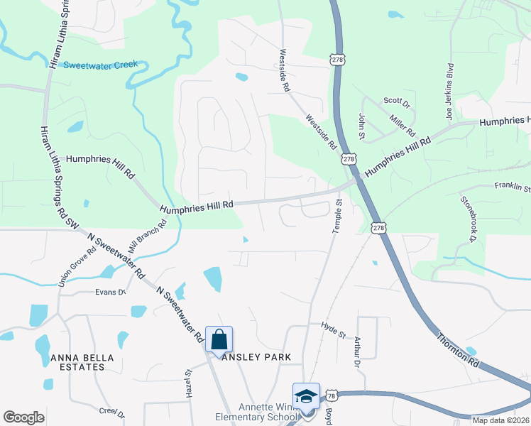 map of restaurants, bars, coffee shops, grocery stores, and more near 6508 Jackie Lane in Austell