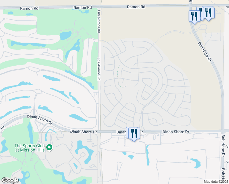 map of restaurants, bars, coffee shops, grocery stores, and more near 22 Bordeaux in Rancho Mirage