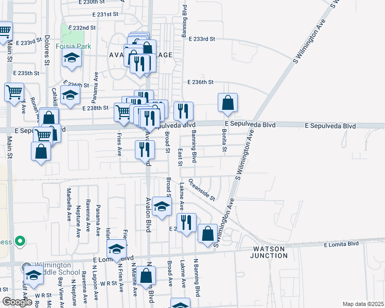 map of restaurants, bars, coffee shops, grocery stores, and more near 809 East Pacific Street in Carson