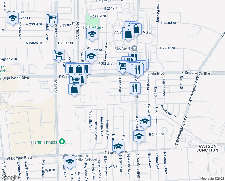 map of restaurants, bars, coffee shops, grocery stores, and more near 426 East Lincoln Street in Carson