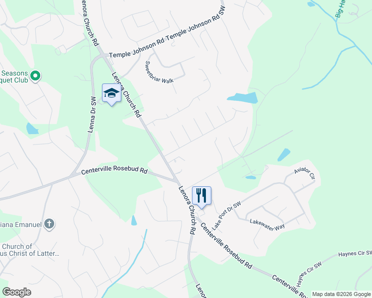 map of restaurants, bars, coffee shops, grocery stores, and more near 2872 Brandon Lake Drive in Snellville