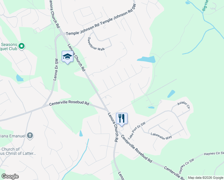 map of restaurants, bars, coffee shops, grocery stores, and more near 2872 Brandon Lake Drive in Snellville
