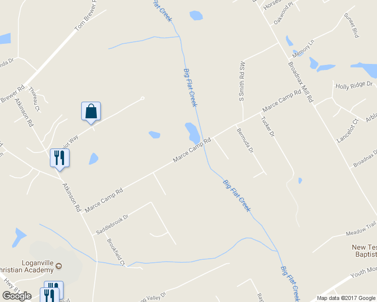 map of restaurants, bars, coffee shops, grocery stores, and more near 3331 Marce Camp Road in Loganville