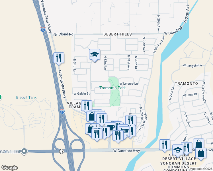 map of restaurants, bars, coffee shops, grocery stores, and more near 3227 West Zuni Brave Trail in Phoenix