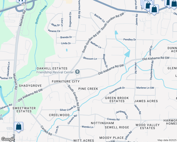 map of restaurants, bars, coffee shops, grocery stores, and more near 1793 Witt Circle in Austell