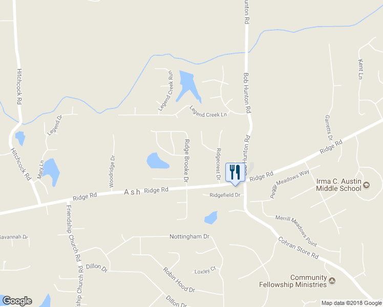 map of restaurants, bars, coffee shops, grocery stores, and more near 170 Ridge Brooke Drive in Douglasville