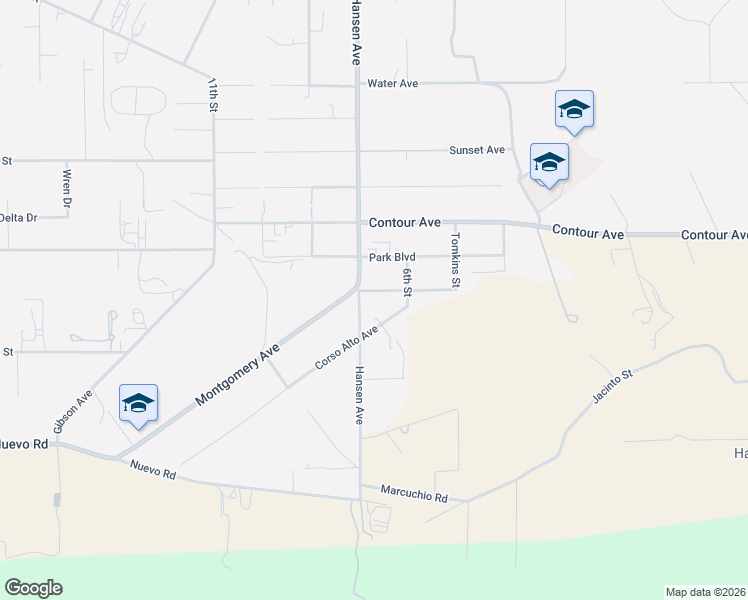 map of restaurants, bars, coffee shops, grocery stores, and more near 31273 Montgomery Avenue in Nuevo