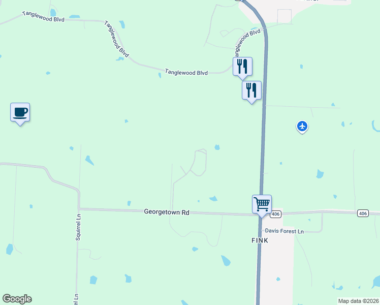 map of restaurants, bars, coffee shops, grocery stores, and more near 289 Georgetown Road in Pottsboro