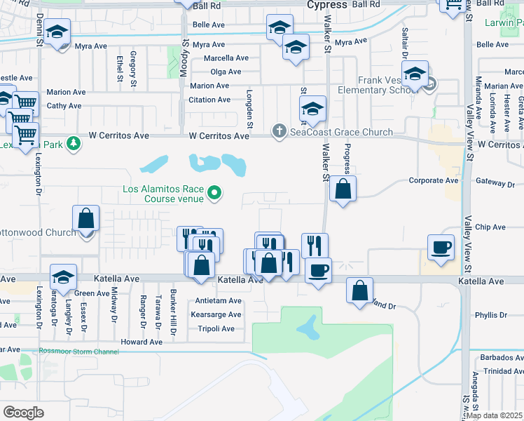 map of restaurants, bars, coffee shops, grocery stores, and more near 5006 Belmont Lane in Cypress
