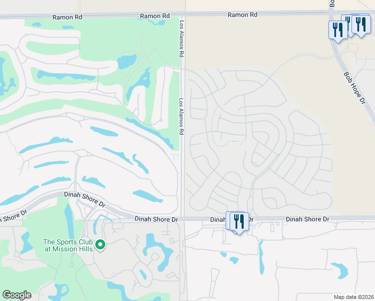 map of restaurants, bars, coffee shops, grocery stores, and more near 38 Burgundy in Rancho Mirage