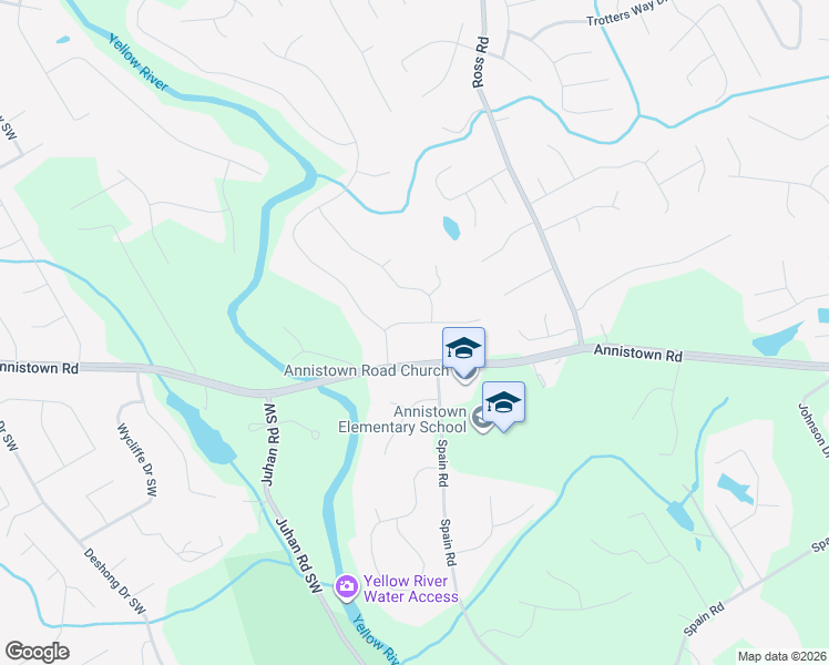 map of restaurants, bars, coffee shops, grocery stores, and more near 4585 Ashington Drive Southwest in Snellville
