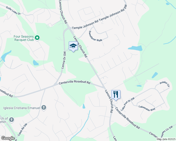 map of restaurants, bars, coffee shops, grocery stores, and more near 3891 Lenora Church Road in Snellville