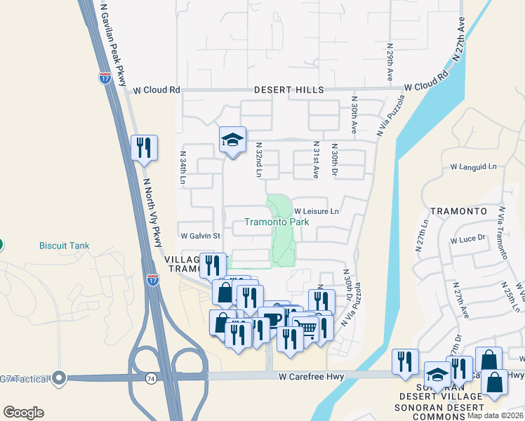 map of restaurants, bars, coffee shops, grocery stores, and more near 3227 West Zuni Brave Trail in Phoenix