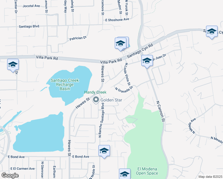 map of restaurants, bars, coffee shops, grocery stores, and more near 4924 East Elsinore Avenue in Orange