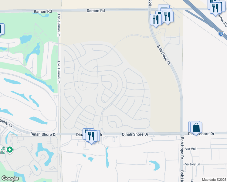 map of restaurants, bars, coffee shops, grocery stores, and more near 71 Claret in Rancho Mirage