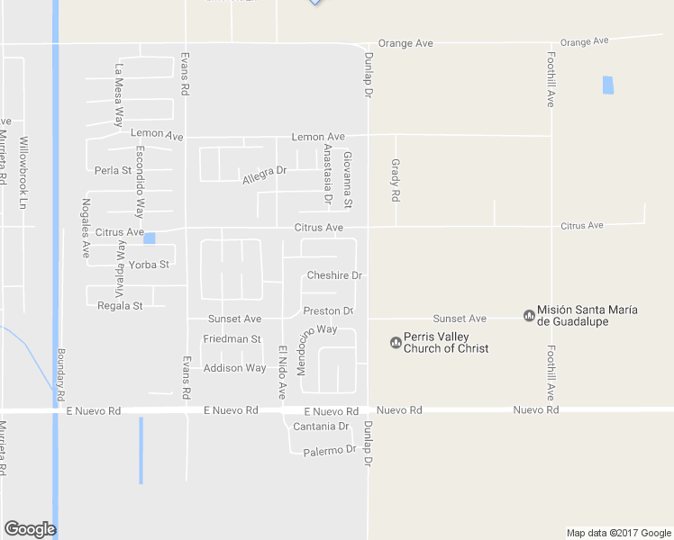 map of restaurants, bars, coffee shops, grocery stores, and more near 1538 Cheshire Drive in Perris