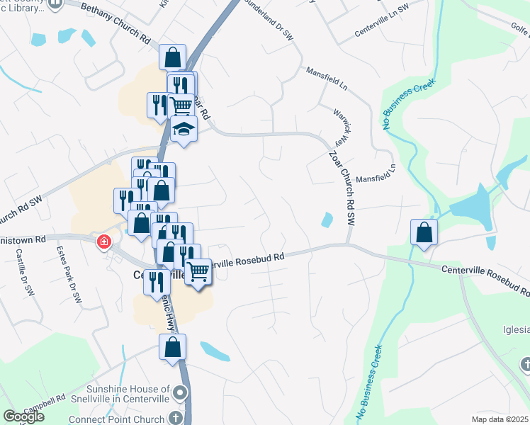 map of restaurants, bars, coffee shops, grocery stores, and more near Imperial Hill Drive in Snellville