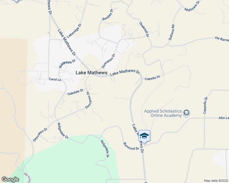 map of restaurants, bars, coffee shops, grocery stores, and more near Malta Place in Lake Mathews
