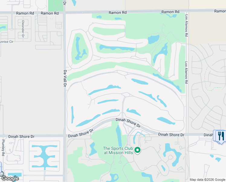 map of restaurants, bars, coffee shops, grocery stores, and more near 88 Royal Saint Georges Way in Rancho Mirage