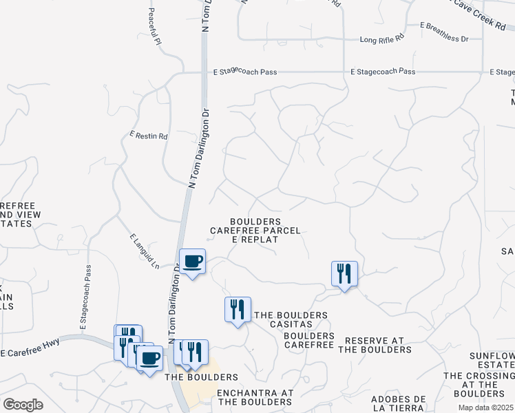 map of restaurants, bars, coffee shops, grocery stores, and more near 2045 Smoketree Drive in Carefree