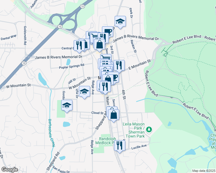 map of restaurants, bars, coffee shops, grocery stores, and more near 5377 Manor Drive in Stone Mountain
