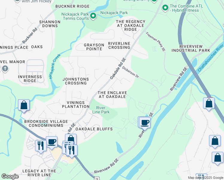 map of restaurants, bars, coffee shops, grocery stores, and more near 5965 Haddon Place Southeast in Mableton