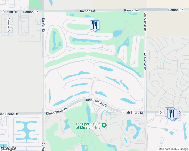 map of restaurants, bars, coffee shops, grocery stores, and more near 98 Royal Saint Georges Way in Rancho Mirage