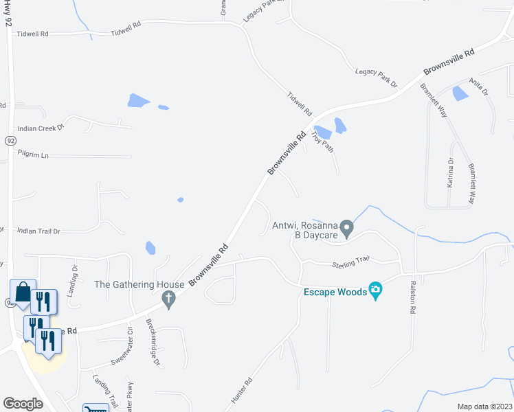 map of restaurants, bars, coffee shops, grocery stores, and more near 22 Tidwell Farms Drive in Powder Springs