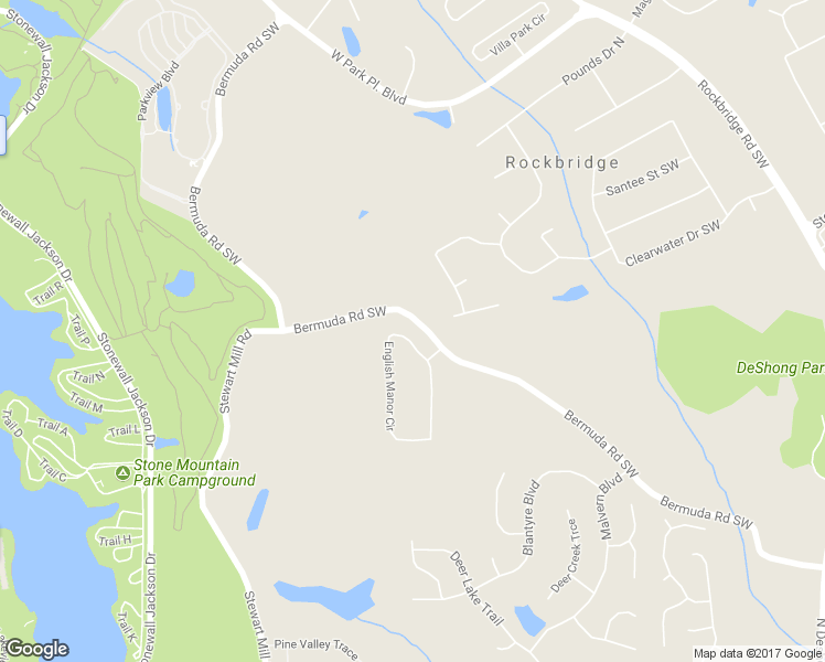 map of restaurants, bars, coffee shops, grocery stores, and more near 1564 English Manor Circle in Stone Mountain