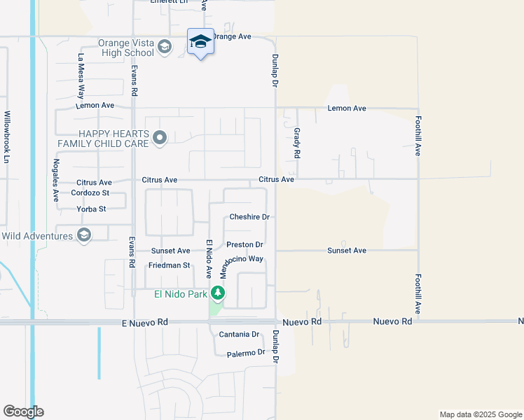 map of restaurants, bars, coffee shops, grocery stores, and more near 1926 Bankstown Way in Perris