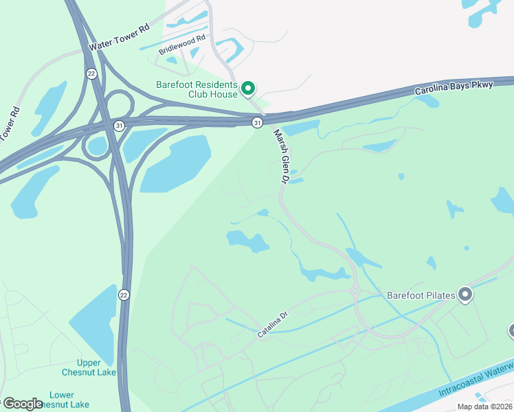 map of restaurants, bars, coffee shops, grocery stores, and more near 5813 Long Creek Road in North Myrtle Beach