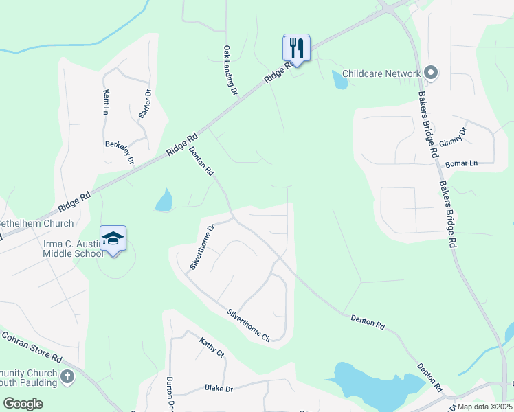 map of restaurants, bars, coffee shops, grocery stores, and more near 102 Collins Way in Douglasville