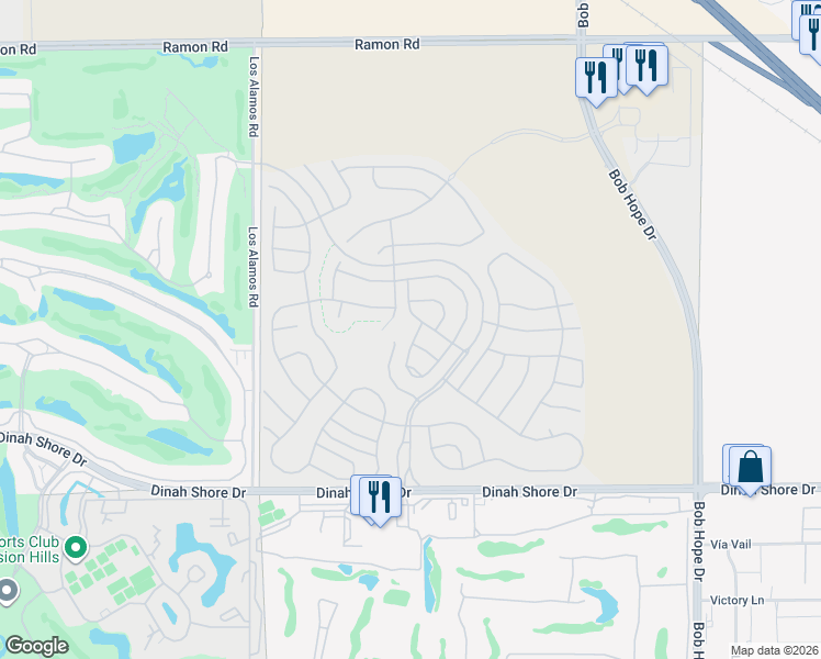map of restaurants, bars, coffee shops, grocery stores, and more near 71 Claret in Rancho Mirage