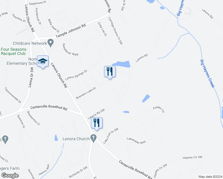 map of restaurants, bars, coffee shops, grocery stores, and more near 4081 Silvery Way in Snellville