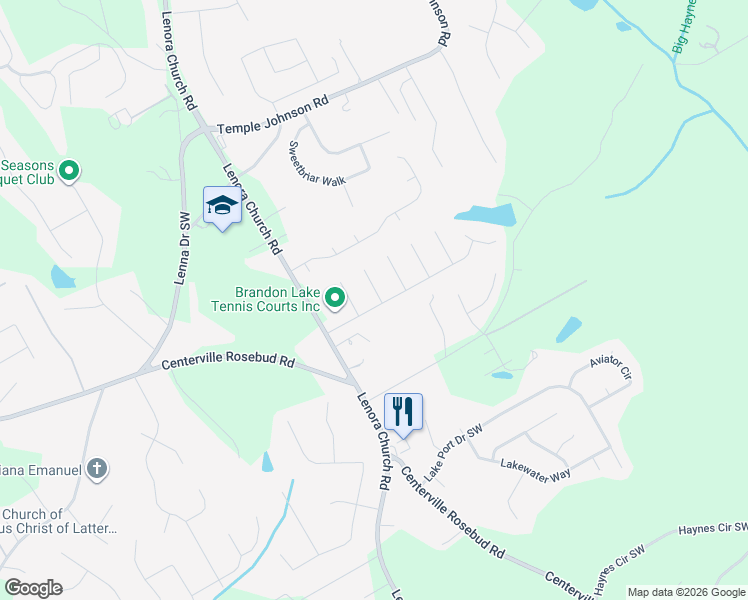 map of restaurants, bars, coffee shops, grocery stores, and more near 4055 Gail Lee Terrace Southwest in Snellville