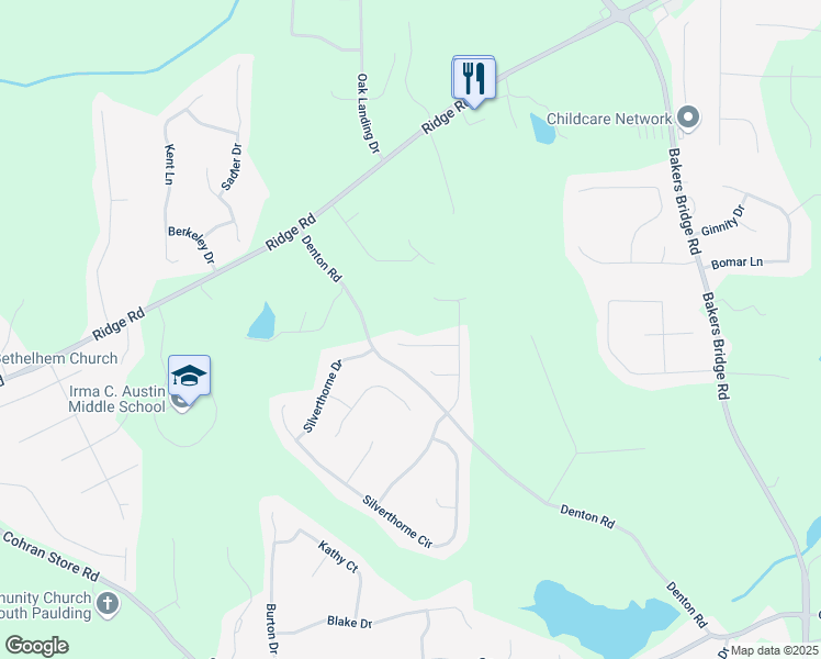 map of restaurants, bars, coffee shops, grocery stores, and more near 102 Collins Way in Douglasville