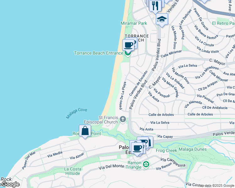 map of restaurants, bars, coffee shops, grocery stores, and more near 537 Paseo De La Playa in Redondo Beach