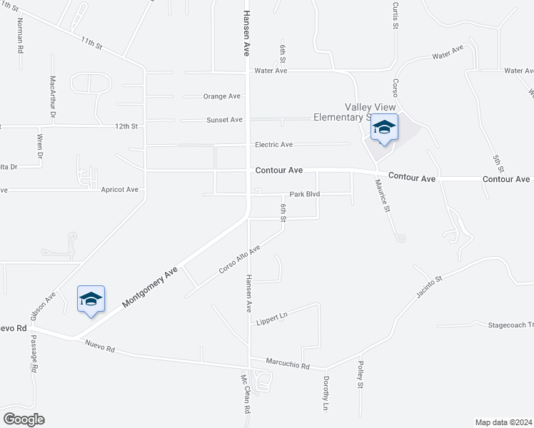 map of restaurants, bars, coffee shops, grocery stores, and more near 31308 Montgomery Avenue in Nuevo