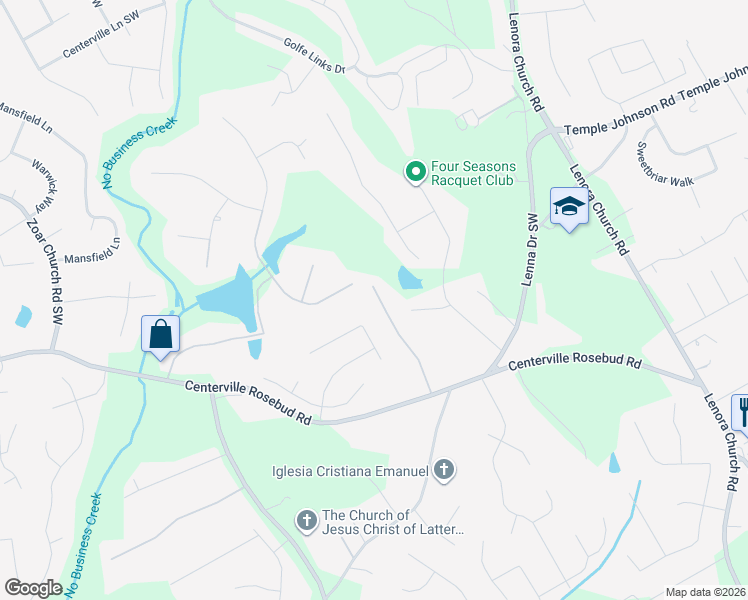 map of restaurants, bars, coffee shops, grocery stores, and more near 3693 White Pine Road in Snellville