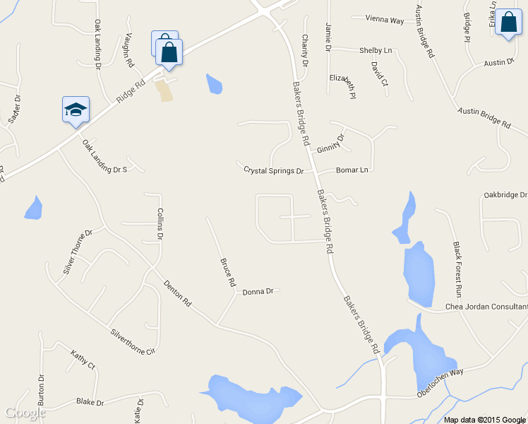 map of restaurants, bars, coffee shops, grocery stores, and more near 318 Bakers Bridge Circle in Douglasville