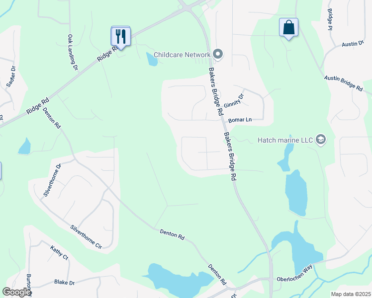 map of restaurants, bars, coffee shops, grocery stores, and more near 318 Bakers Bridge Circle in Douglasville