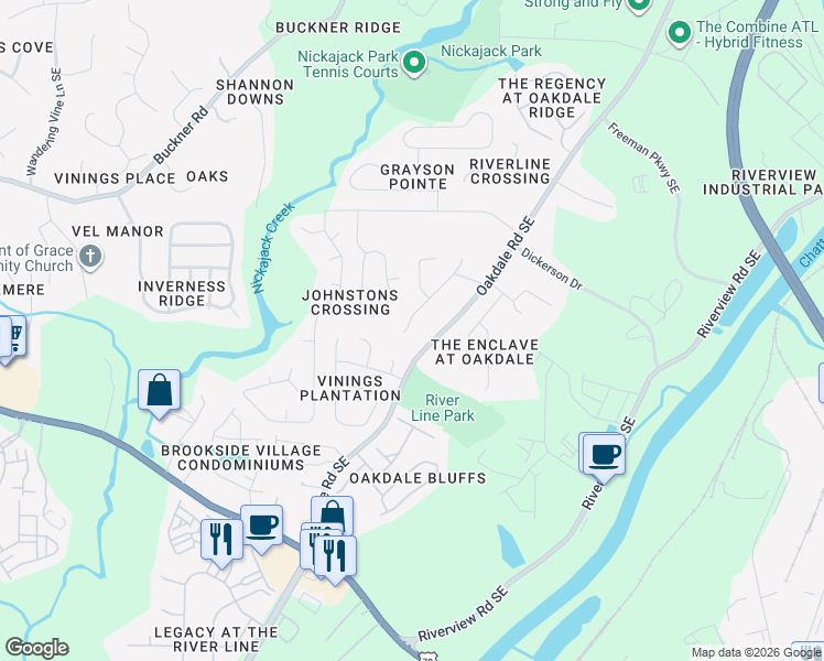 map of restaurants, bars, coffee shops, grocery stores, and more near 5941 Sharp Drive Southeast in Mableton