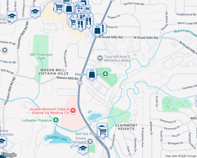 map of restaurants, bars, coffee shops, grocery stores, and more near 924 Manor Parc Drive in Decatur