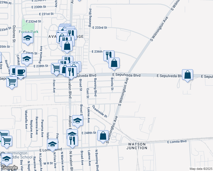 map of restaurants, bars, coffee shops, grocery stores, and more near 849 East Pacific Street in Carson
